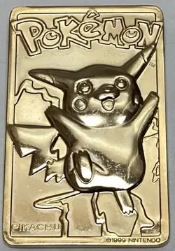 Vintage Pokemon 1999 PIKACHU Burger King Promo 23k Gold Plated Trading Card - Image 1