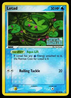 Lotad 55/100 Reverse Holo Stamped EX Crystal Guardians Pokemon Card - Image 1