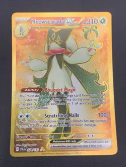 Pokemon TCG Card Meowscarada ex 271/193 Paldea Evolved Gold Hyper Rare - LP - Image 1