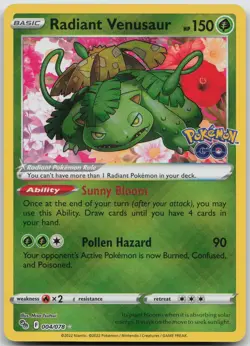 Radiant Venusaur Radiant Rare Pokemon GO 004/078 NM - Image 1