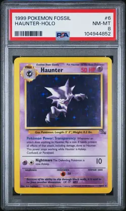 Haunter 6/62 Fossil 1999 Holo Rare Pokemon TCG Card PSA 8 - Image 1