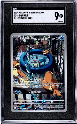 Pokemon Squirtle #148/142 SV07 Stellar Crown Illustration Rare #148 SGC 9 MT - Image 1
