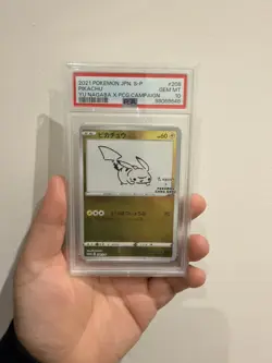 PSA 10 Pikachu Yu Nagaba 208/S-P X PCG Campaign Promo Japanese Pokemon Card - Image 1