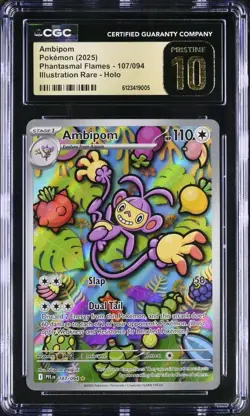Pokemon Ambipom IR Illustration Rare 107/094 Phantasmal Flames CGC 10 PRISTINE - Image 1
