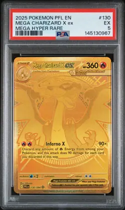 2025 POKEMON PFL EN-PHANTASMAL FLAMES MEGA HYPER RARE MEGA CHARIZARD X EX PSA 5 - Image 1