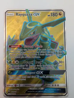 Pokemon Rayquaza GX Ultra Rare Full Art Holo 180 HP 160/168 Sm-Celestial Storm - Image 1