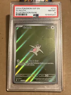 Pokemon TCG Slakoth 212/191 Sv08: Surging Sparks Holo PSA 8 NM Mint - Image 1