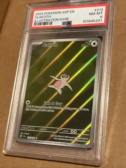 Pokemon TCG Slakoth 212/191 Sv08: Surging Sparks Holo PSA 8 NM Mint - Image 2
