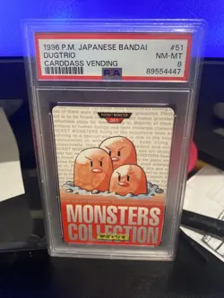 1996 POKEMON JPN BANDAI CARDDASS VENDING #51 DUGTRIO PSA 8 - Image 1
