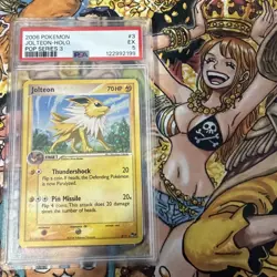 💫Pokemon Jolteon TCG 3/17 Rare Holo Pop Series 3 Promo Card SWIRL PSA 5 - Image 1