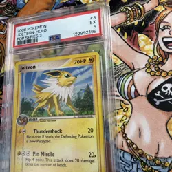 💫Pokemon Jolteon TCG 3/17 Rare Holo Pop Series 3 Promo Card SWIRL PSA 5 - Image 2