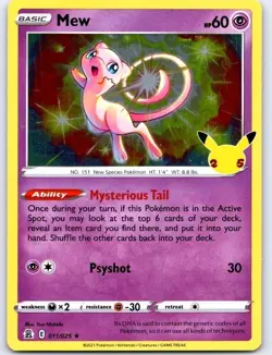 Mew 011/025 Holo Rare Celebrations Pokemon Card - Lp - Image 1