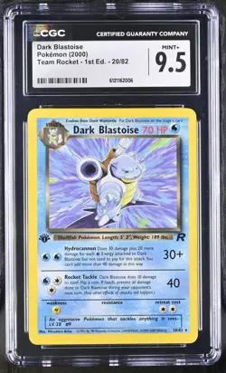CGC 9.5 MINT+ Dark Blastoise Team Rocket 1st Edition 20/82 Pokemon Card - Image 1