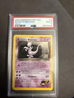 Pokemon Rockets Mewtwo Holo Card 14/132 WOTC Gym Challenge PSA 4 Super Clean - Image 1