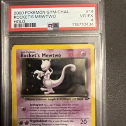Pokemon Rockets Mewtwo Holo Card 14/132 WOTC Gym Challenge PSA 4 Super Clean - Image 3