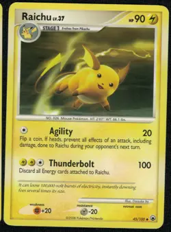 Raichu 45/100 Uncommon MP Pokemon Card HQ Scan - Image 1
