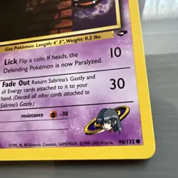 Sabrina's Gastly 96/132 1st Edition Pokemon Card Gym Challenge NM - Image 4