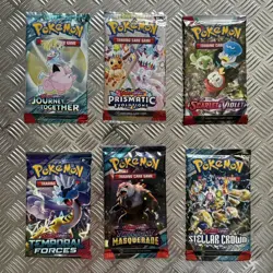 Pokemon Scarlet & Violet Bundle 6 x TCG Booster Packs (Prismatic & More) - Image 1