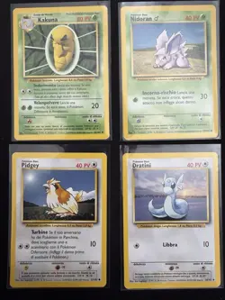 Vintage Pokemon Base Set Italian 4 Card Lot Kakuna Nidoran Pidgey Dratini MP-HP - Image 1