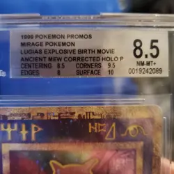 1999 POKEMON Lugias MOVIE ANCIENT MEW Holo BGS 8.5 Corrected Movie title tag - Image 2