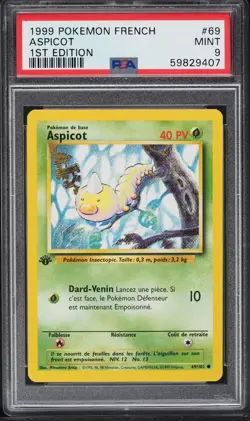 Carte Pokemon - Aspicot edition 1 - 69/102 - Set de Base - PSA 9 Wizards no PCA - Image 1