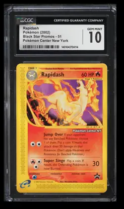 2002 Pokemon Center New York Rapidash CGC 10 English #51 Black Star Promo - Image 1