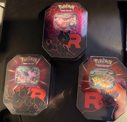 Pokemon TCG Set Of 3 Team Rocket Destined Rivals Tins - Image 1