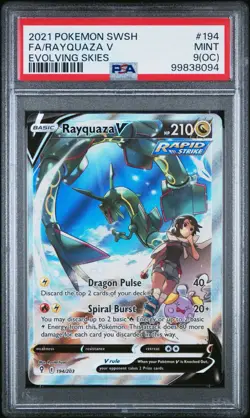 PSA 9(OC) 2021 Pokemon SWSH Full Art Rayquaza V Evolving Skies #194 Mint Basic - Image 1