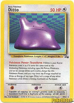 Pokemon Fossil Card 18/62 Ditto UNLIMITED EDITION - Image 1