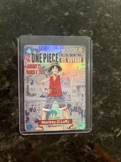 Bandai Namco One Piece CCG Monkey D. Luffy US Voyage Promo Foil Card P-055 - Image 1