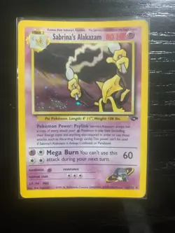 Pokemon Card Sabrina's Alakazam Gym Challenge SWIRL HOLO 16/132 ENG poor - Image 2
