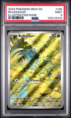 2023 POKEMON MEW EN-151 ILLUSTRATION RARE #166 BULBASAUR PSA 9 - Image 1