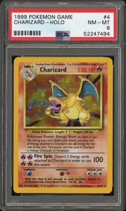 1999 Pokemon TCG Base Set Charizard Holo 4/102 PSA 8 - Image 1