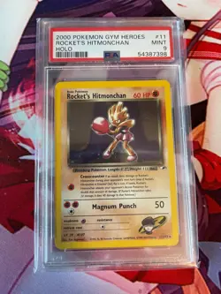 Rocket's Hitmonchan 11/132 Holo Gym Heroes Pokemon PSA 9 - Image 1