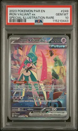 2023 POKEMON PAR EN-PARADOX RIFT #249 IRON VALIANT EX PSA 10 - Image 1