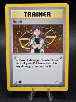 Pokemon Gym Heroes Brock 15/132 Holo Rare 1st Edition Holo Swirl - Image 1