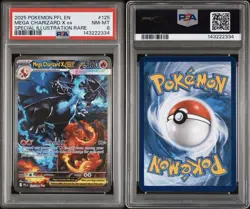 2025 POKEMON PFL EN-Phantasmal Flames #125 Mega Charizard X EX PSA 8 - Image 3