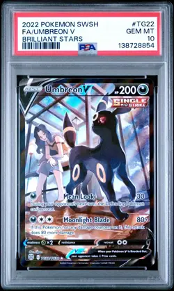 2022 POKEMON SWORD & SHIELD BRILLIANT STARS TG22 FULL ART/UMBREON V - PSA 10 - Image 1