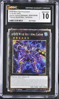 D/D/D Wave High King Caesar *CGC 10* RA04-EN290 *POP 2* Platinum Secret Rare - Image 1