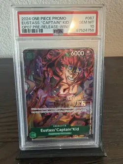 2024 One Piece Promo Eustass Captain Kid P-067 OP07 Pre-Release Winner PSA 10 - Image 1