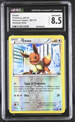 CGC 8.5 Eevee 2013 Plasma Freeze 90/116 Reverse Holo Pokemon Card - Image 1
