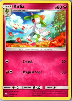 Kirlia 92/147 Uncommon SM Burning Shadows LP Pokemon Card - Image 1