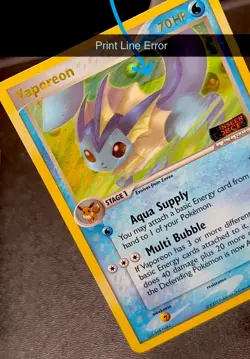 Vaporeon 19/115 NM Holo PRINT LINE ERROR EX Unseen Forces Stamped Pokemon Card! - Image 1