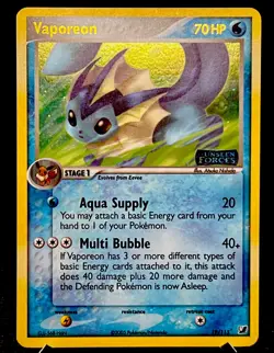 Vaporeon 19/115 NM Holo PRINT LINE ERROR EX Unseen Forces Stamped Pokemon Card! - Image 3