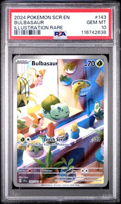 2024 POKEMON SCR EN-STELLAR CROWN ILLUSTRATION RARE #143 BULBASAUR PSA 10 - Image 1