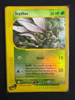 Pokemon Scyther 106/147 Reverse Holo Aquapolis 2002 e-Reader Card LP - Image 1