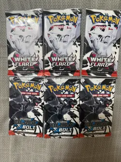 POKEMON SCARLET & VIOLET. WHITE FLARE & BLACK BOLT. 6 SEALED BOOSTER PACKS - Image 1