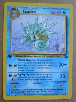 Seadra 42/62 1st Edition Uncommon Non-Holo Fossil Set Pokemon Card LP - Image 1