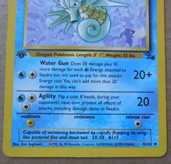 Seadra 42/62 1st Edition Uncommon Non-Holo Fossil Set Pokemon Card LP - Image 3