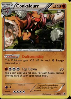 Conkeldurr 61/101 Holo Rare BW Noble Victories Pokemon - Image 1